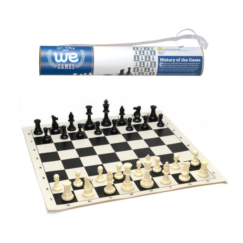 WE Games 17-Inch Roll-Up Travel Chess Set